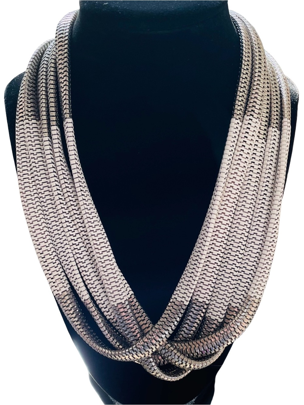 Vintage Five Strand Silver And White Metal Necklace